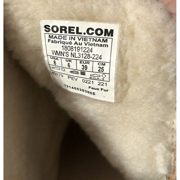 Sorel Kinetic Camel Brown Suede Waterproof Ankle Sherpa Boots Women’s size 8 - Picture 11 of 11